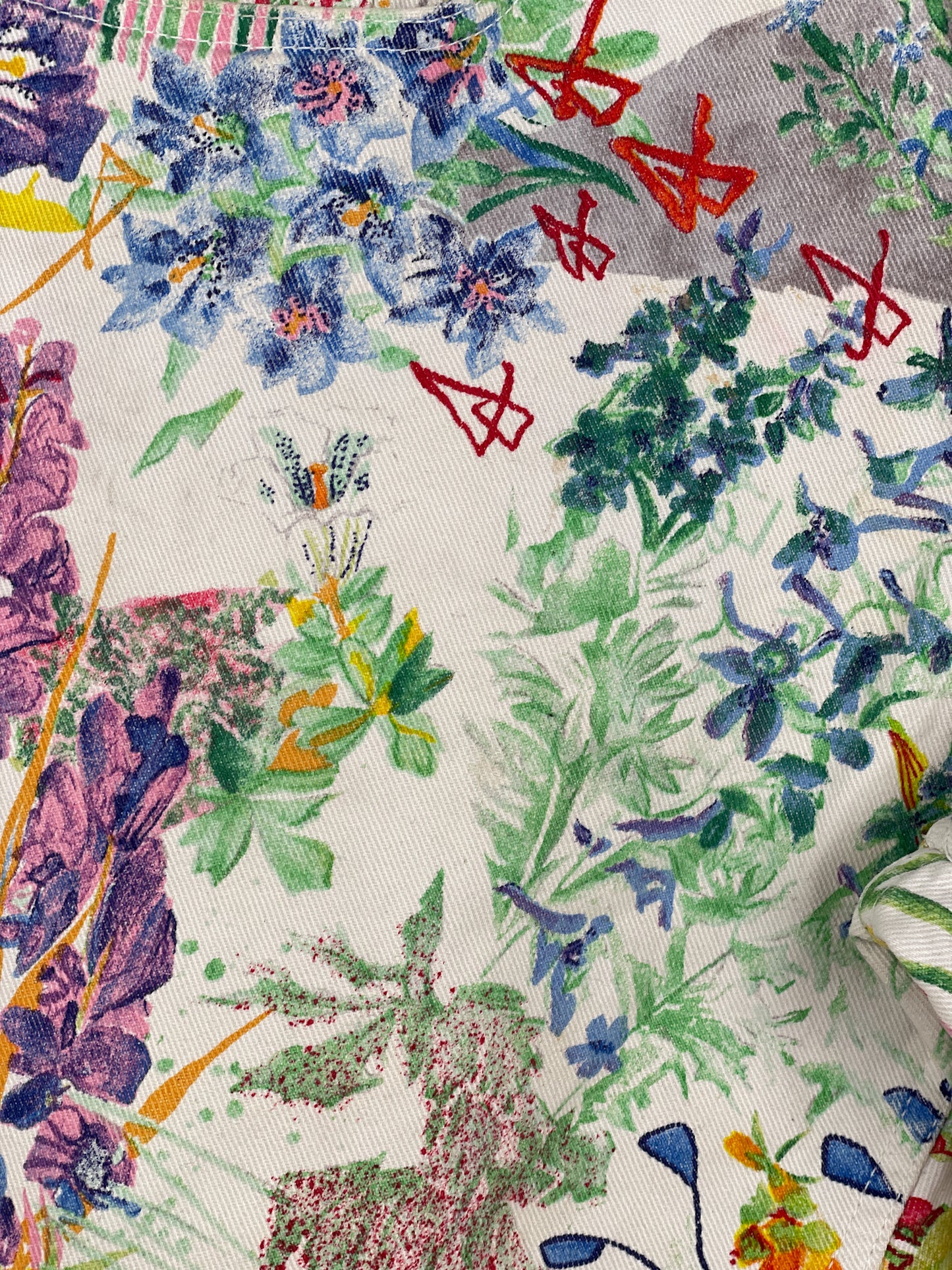 Helmut Lang SS05 Swiss Floral Print Denim Shorts