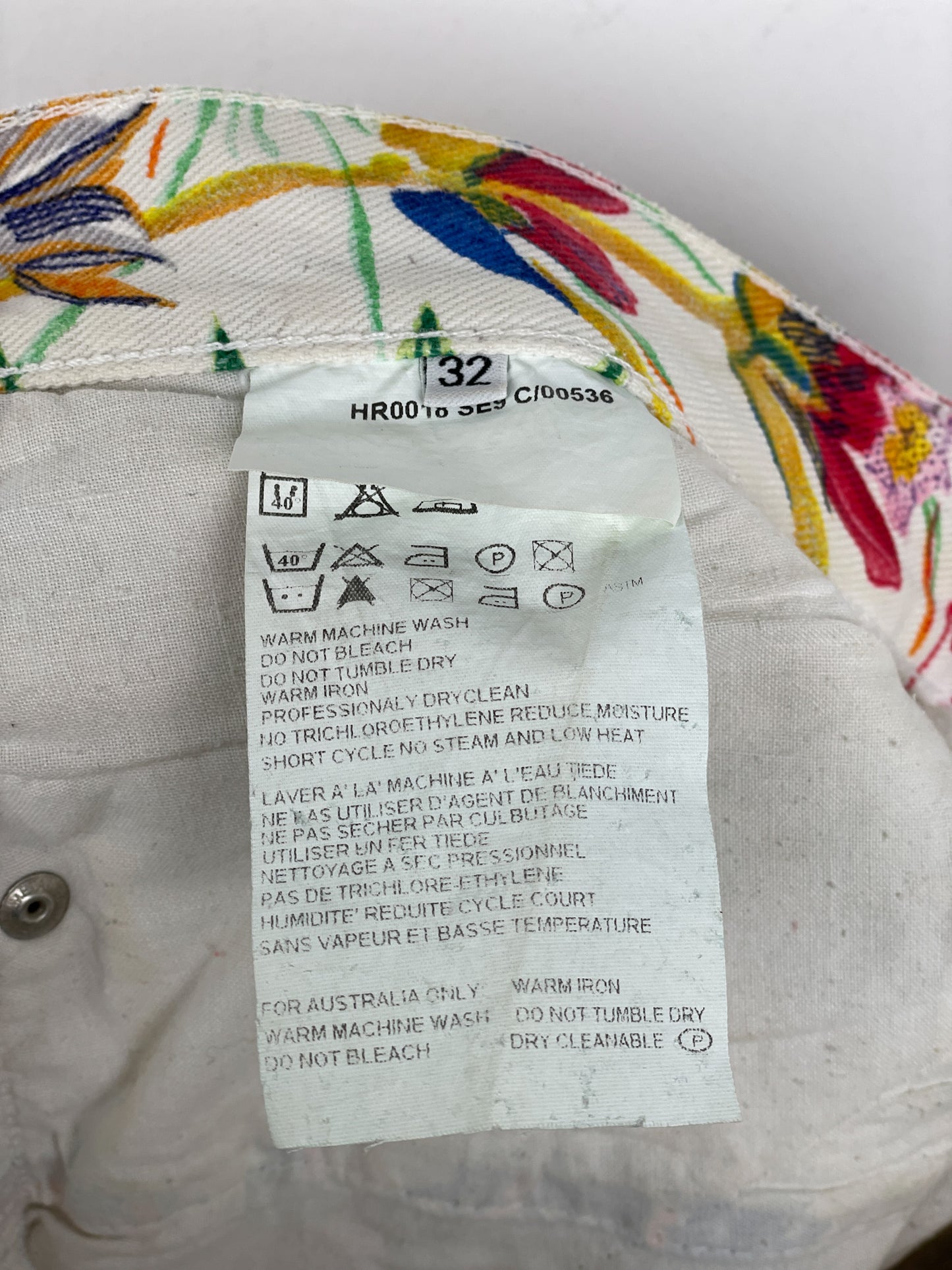 Helmut Lang SS05 Swiss Floral Print Denim Shorts