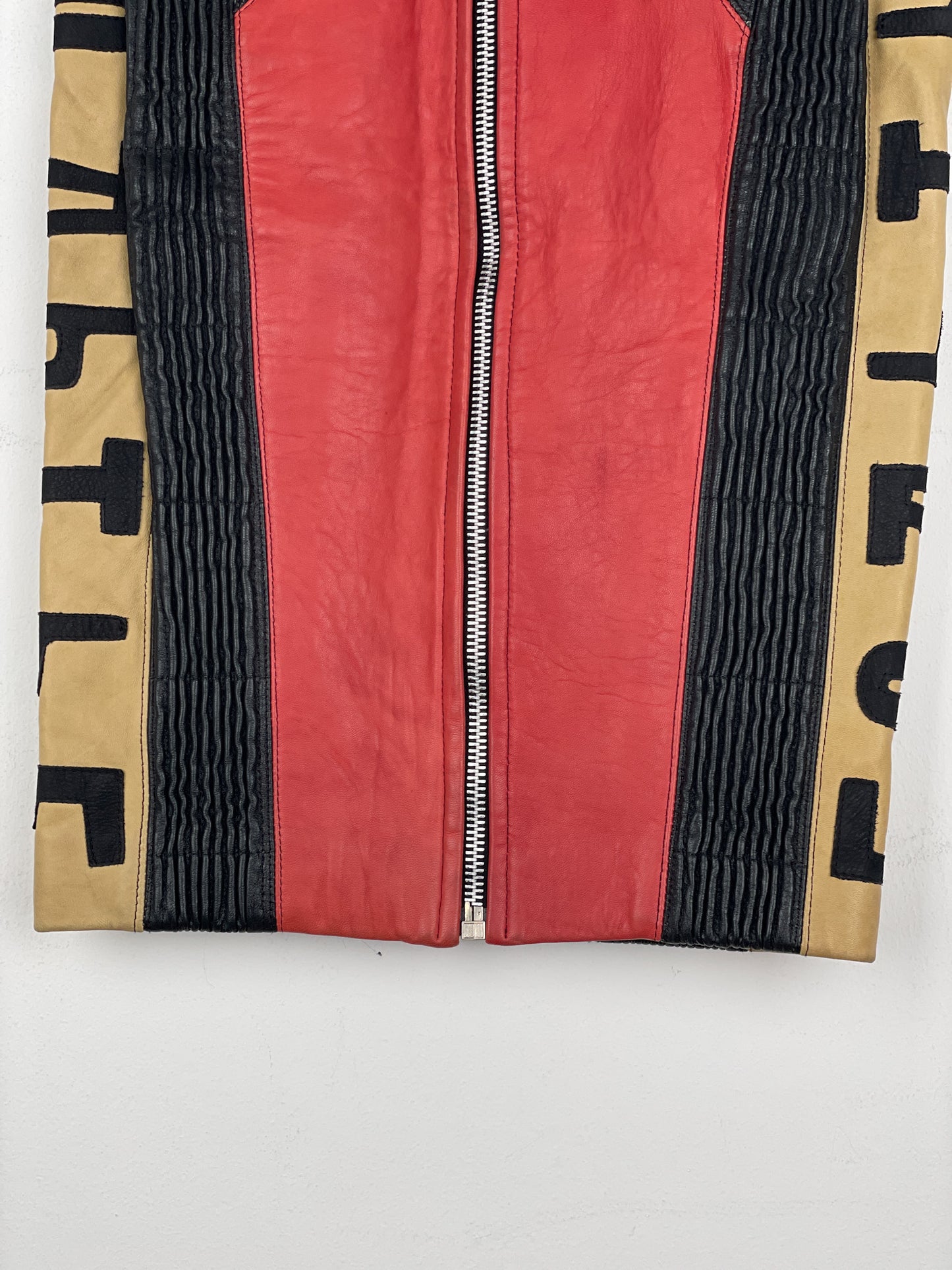 Jean Paul Gaultier AW86 'Russian Constructivist' Leather Biker Pencil Skirt