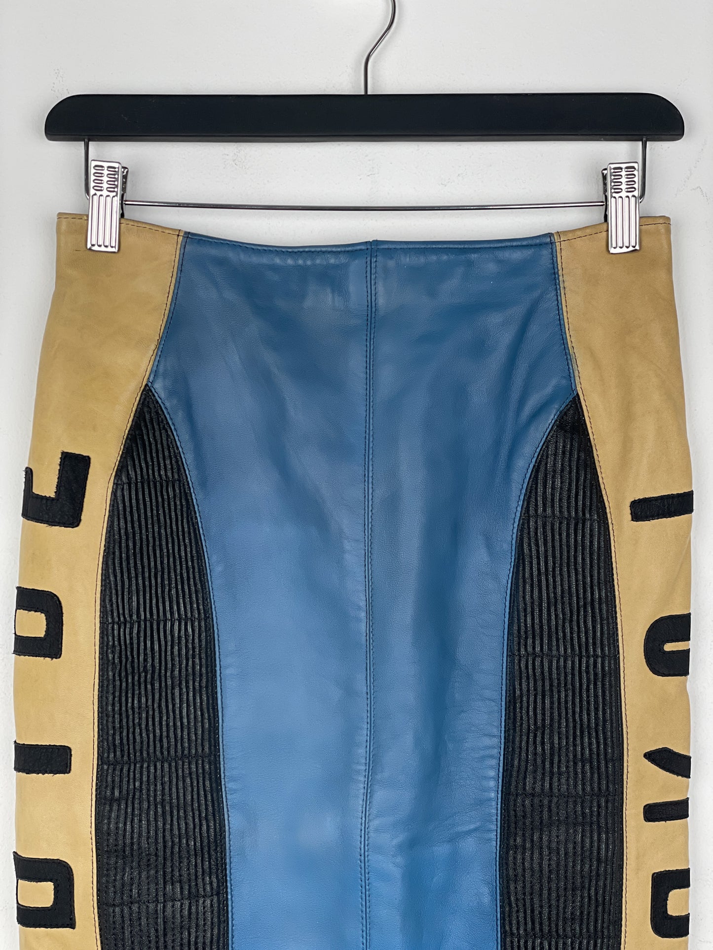 Jean Paul Gaultier AW86 'Russian Constructivist' Leather Biker Pencil Skirt