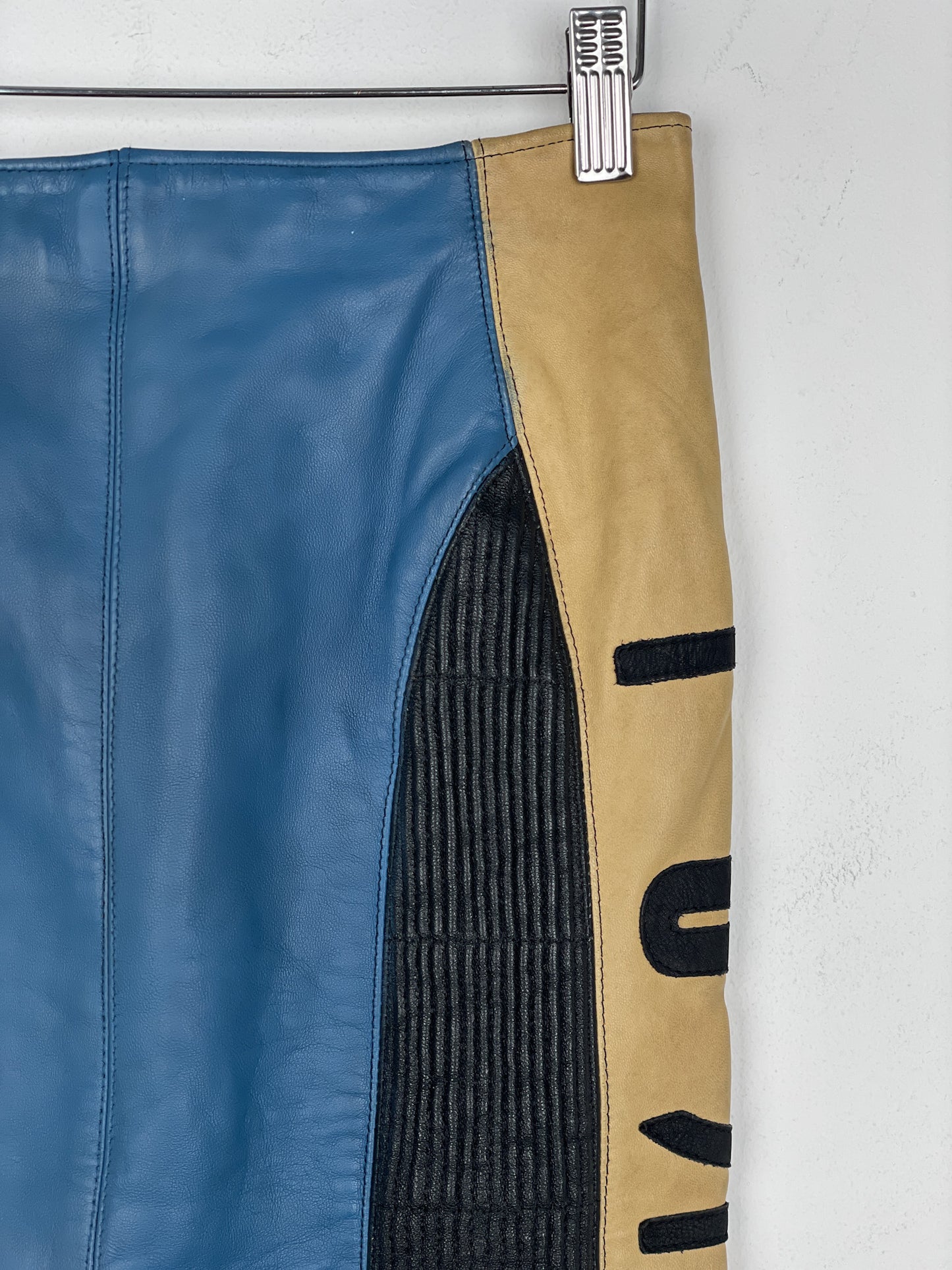Jean Paul Gaultier AW86 'Russian Constructivist' Leather Biker Pencil Skirt