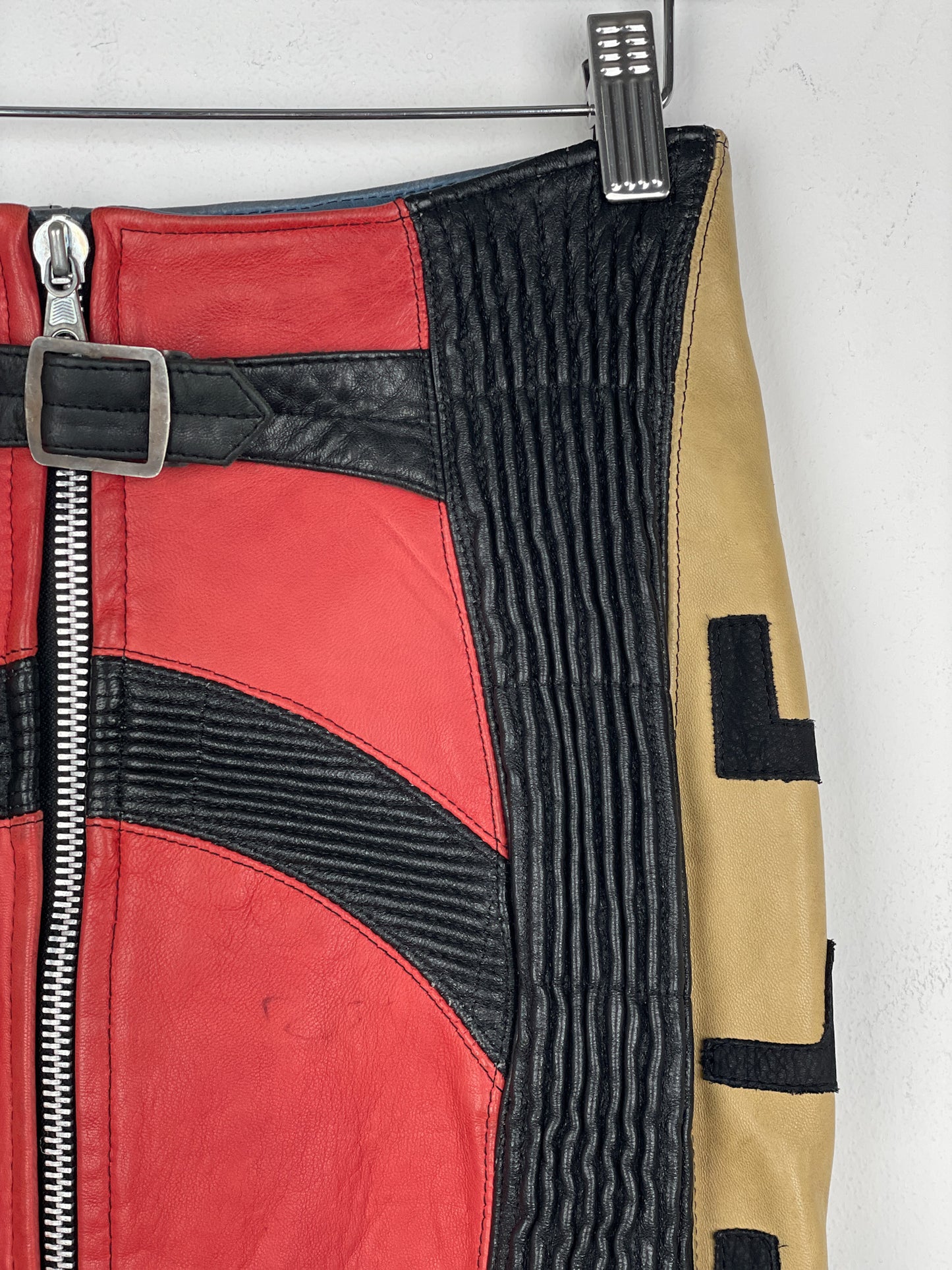 Jean Paul Gaultier AW86 'Russian Constructivist' Leather Biker Pencil Skirt