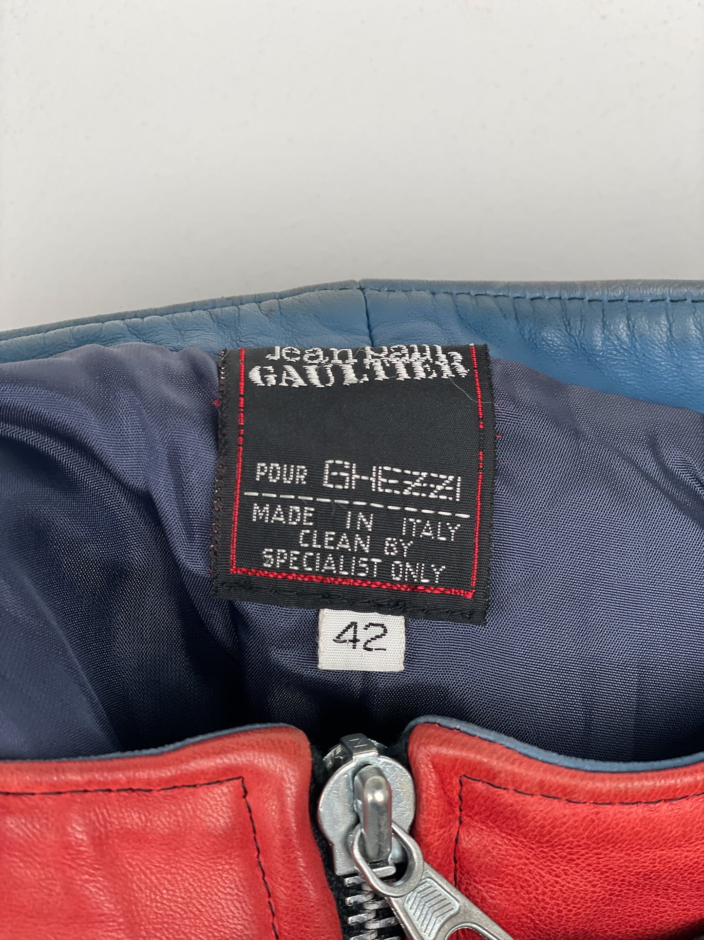 Jean Paul Gaultier AW86 'Russian Constructivist' Leather Biker Pencil Skirt