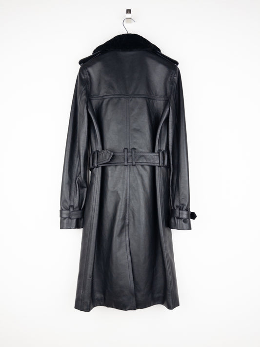 Saint Laurent AW20 Double-Breasted Shearling Leather Trench Coat