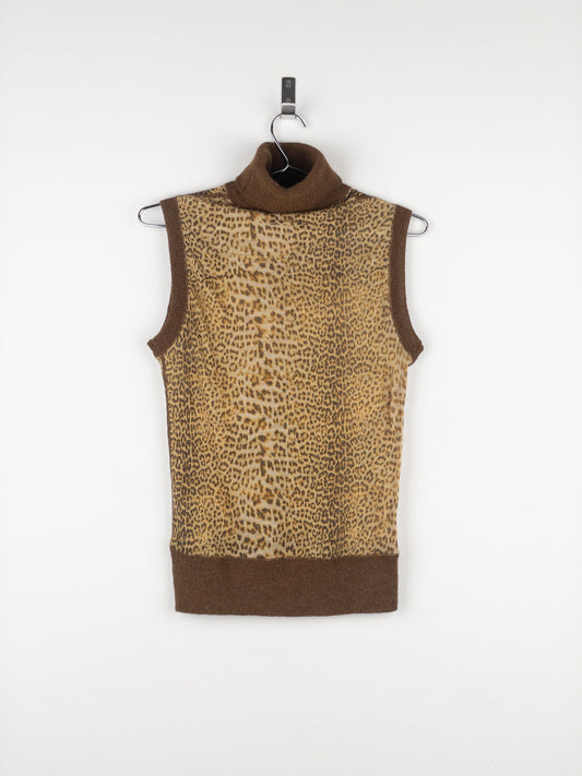 Jean Paul Gaultier AW98 Leopard Knit Mesh Turtleneck Vest Top
