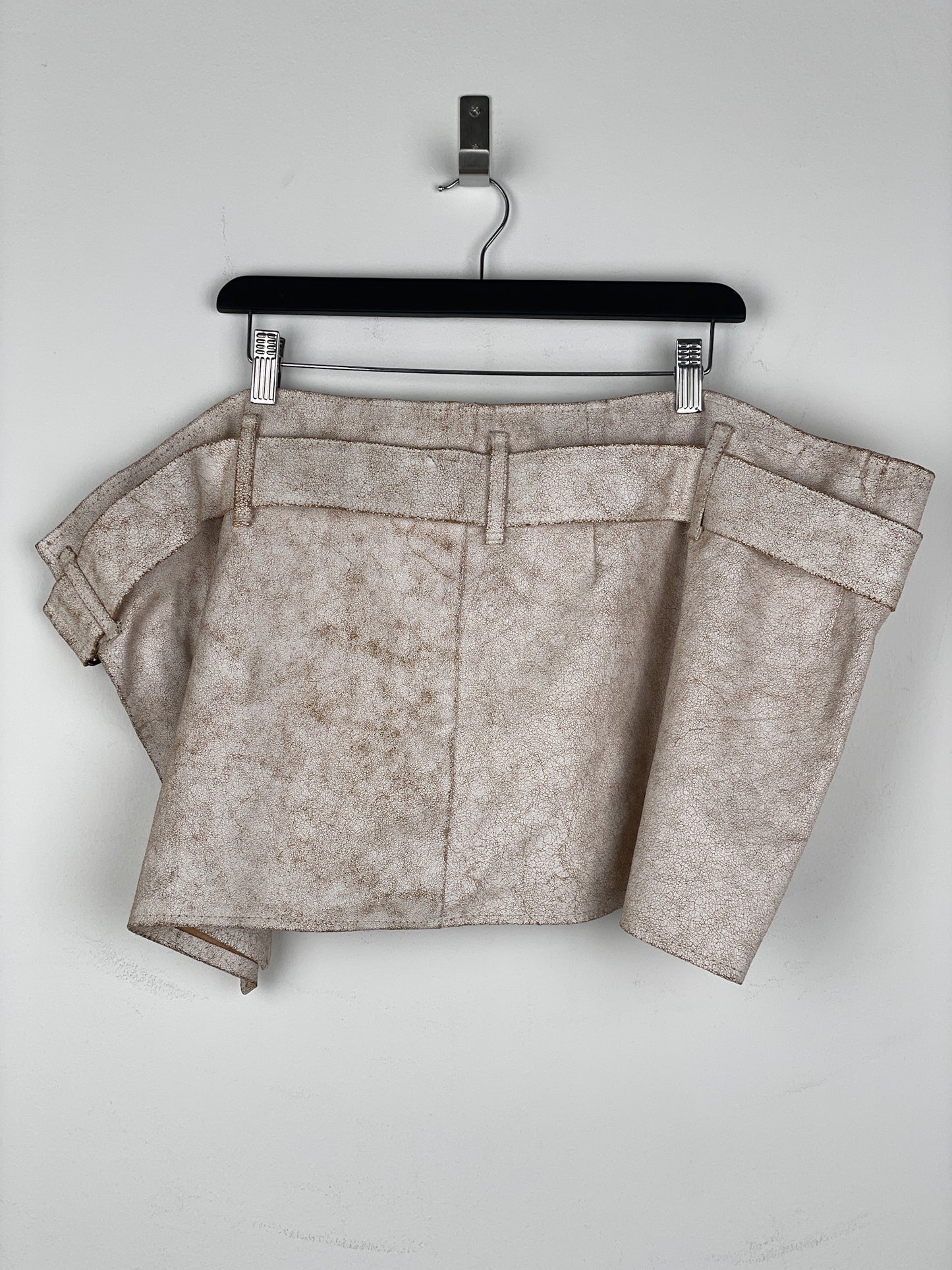 Ann Demeulemeester SS02 Cracked White Paint Leather Skirt