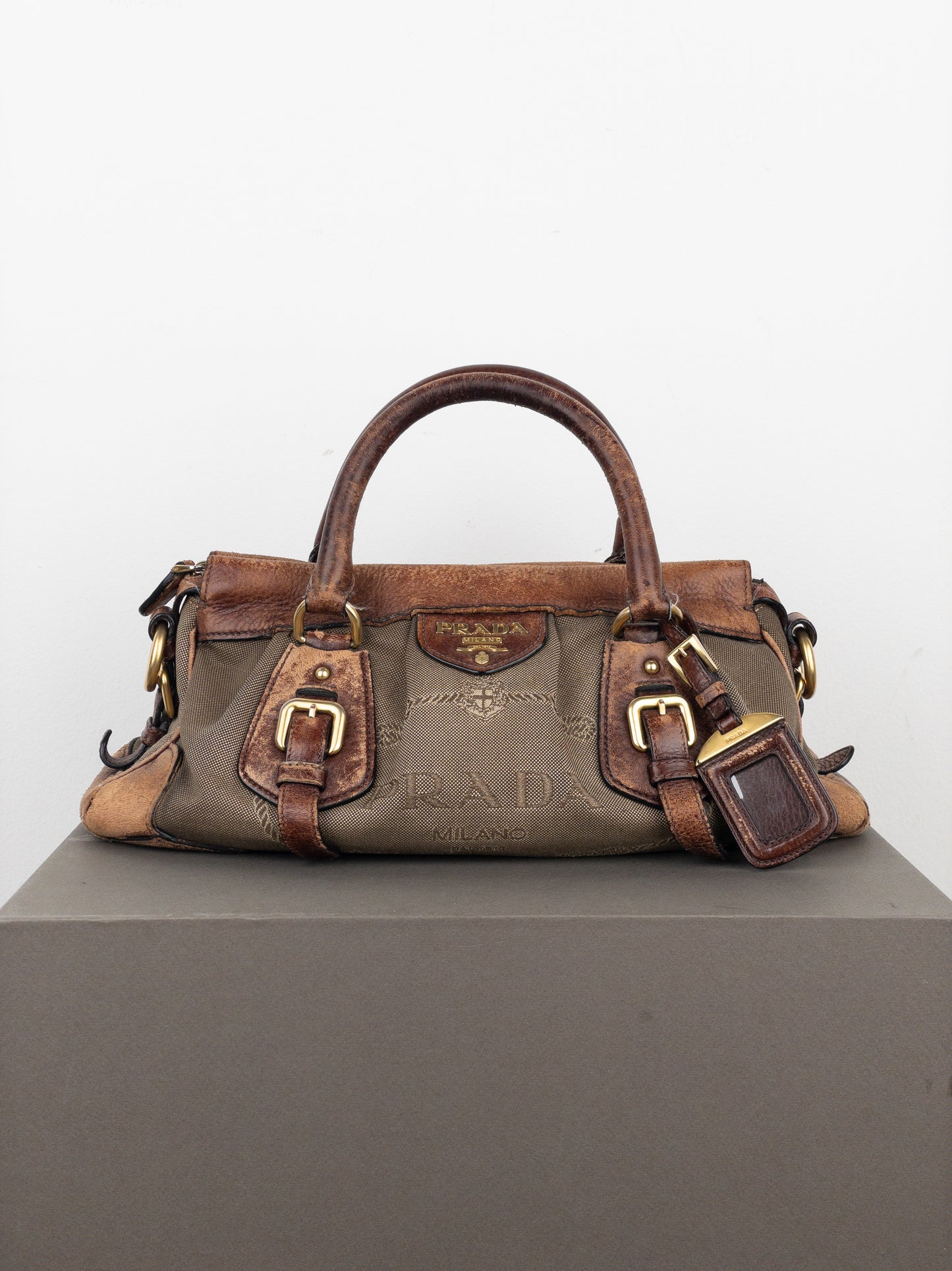 Prada 2000s Jacquard Canvas Handbag