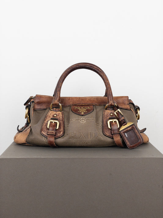 Prada 2000s Jacquard Canvas Handbag