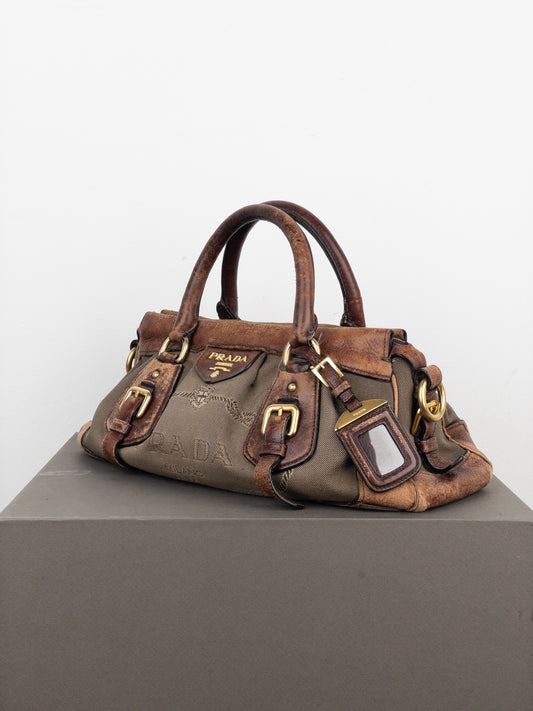Prada 2000s Jacquard Canvas Handbag