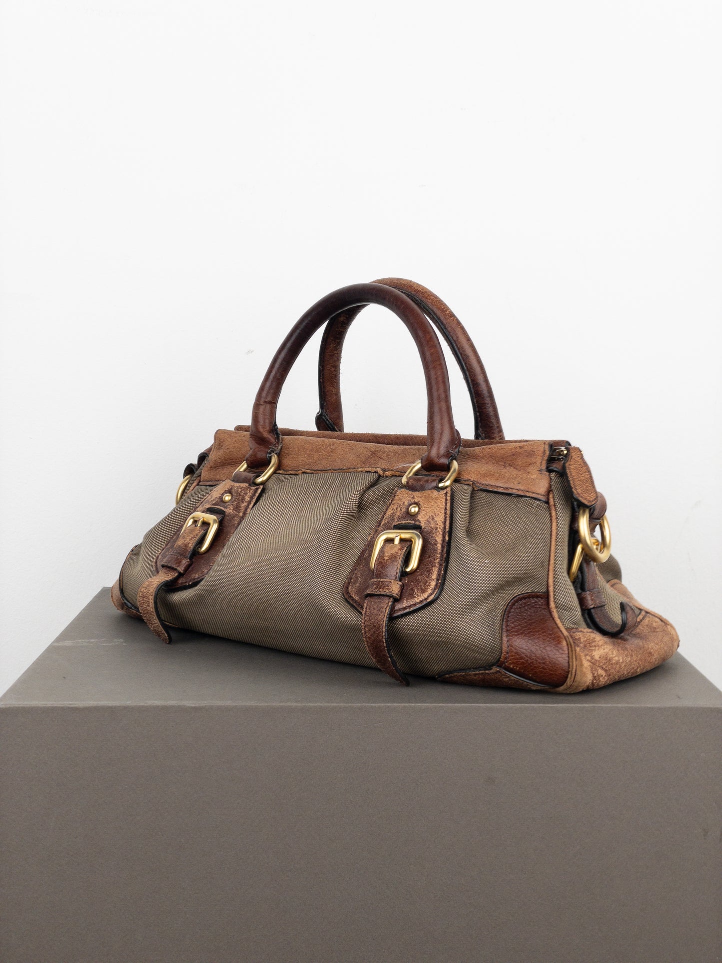 Prada 2000s Jacquard Canvas Handbag