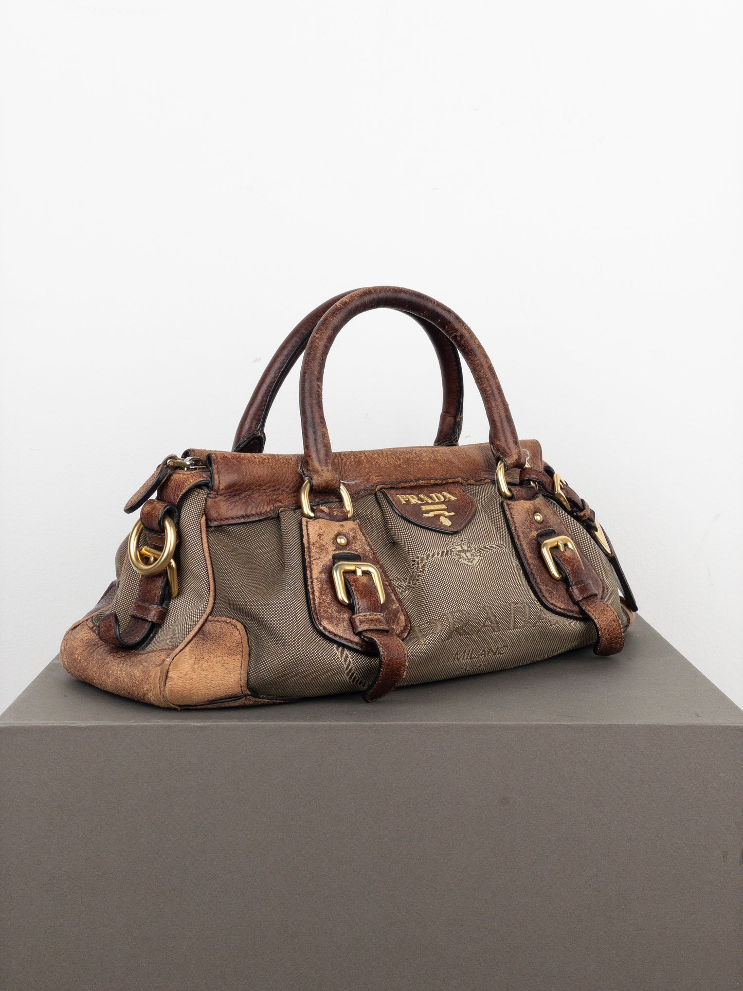 Prada 2000s Jacquard Canvas Handbag