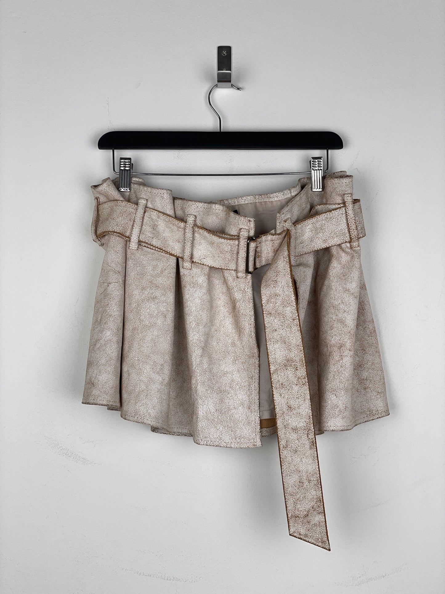 Ann Demeulemeester SS02 Cracked White Paint Leather Skirt