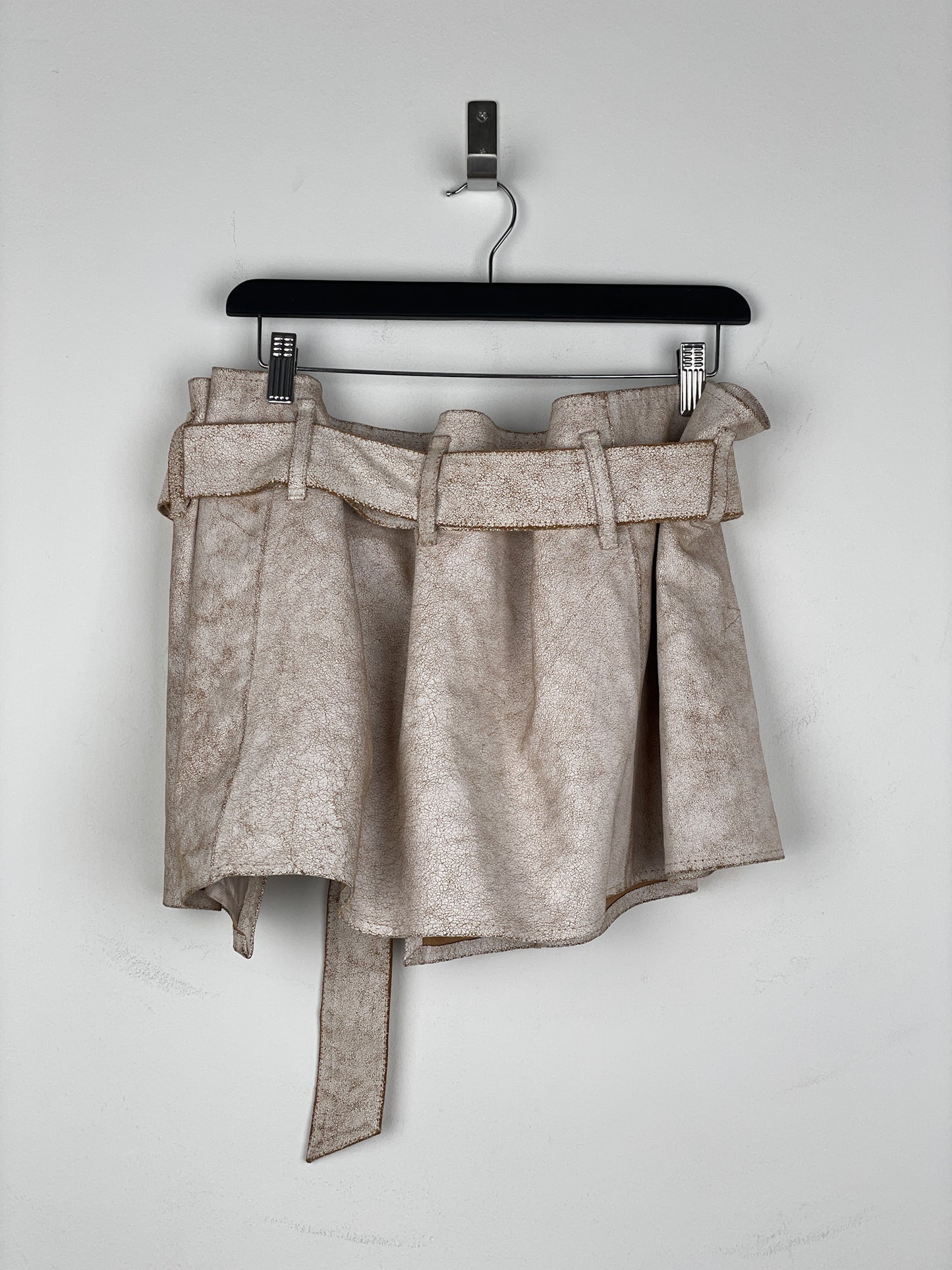 Ann Demeulemeester SS02 Cracked White Paint Leather Skirt