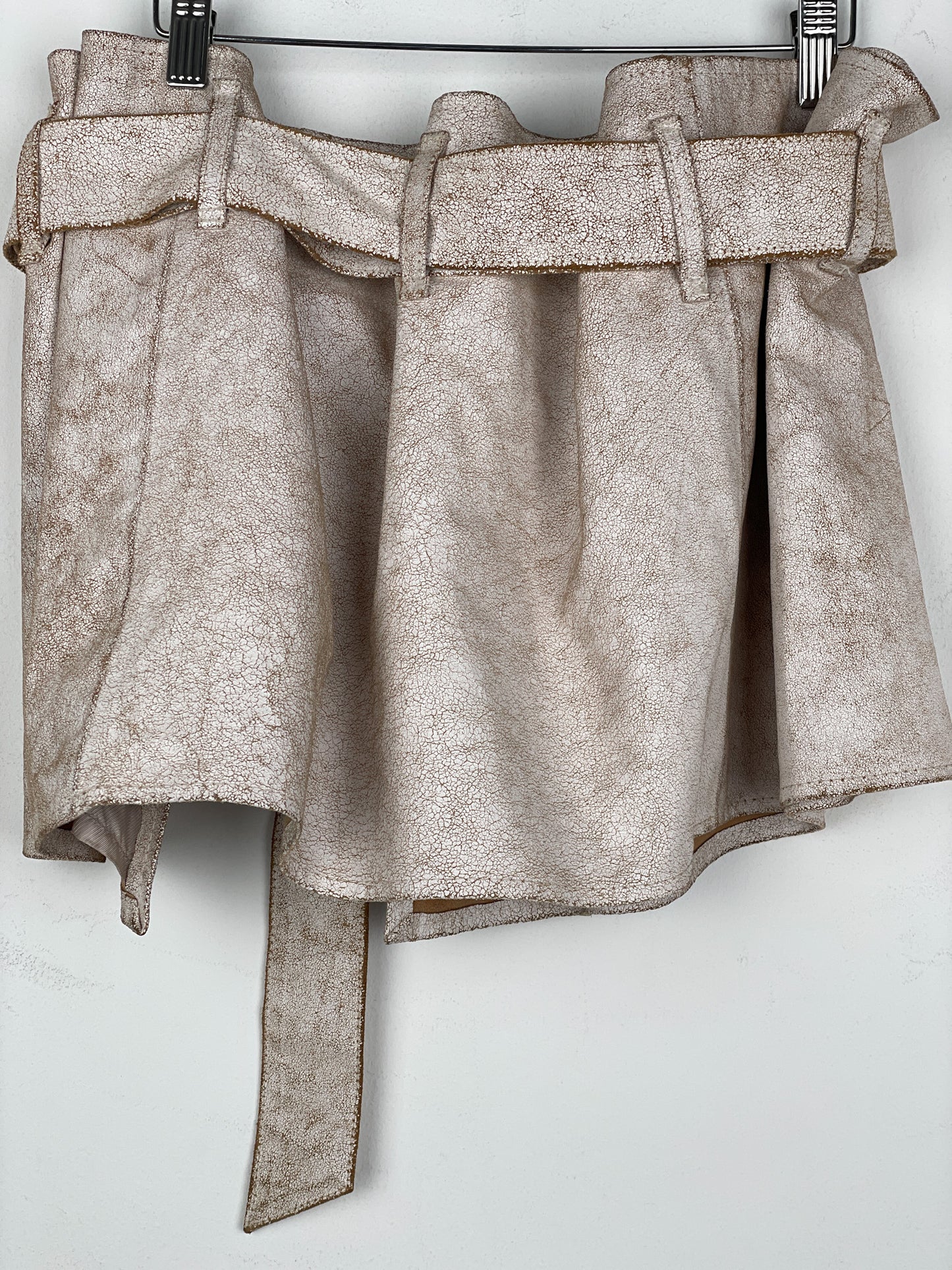 Ann Demeulemeester SS02 Cracked White Paint Leather Skirt