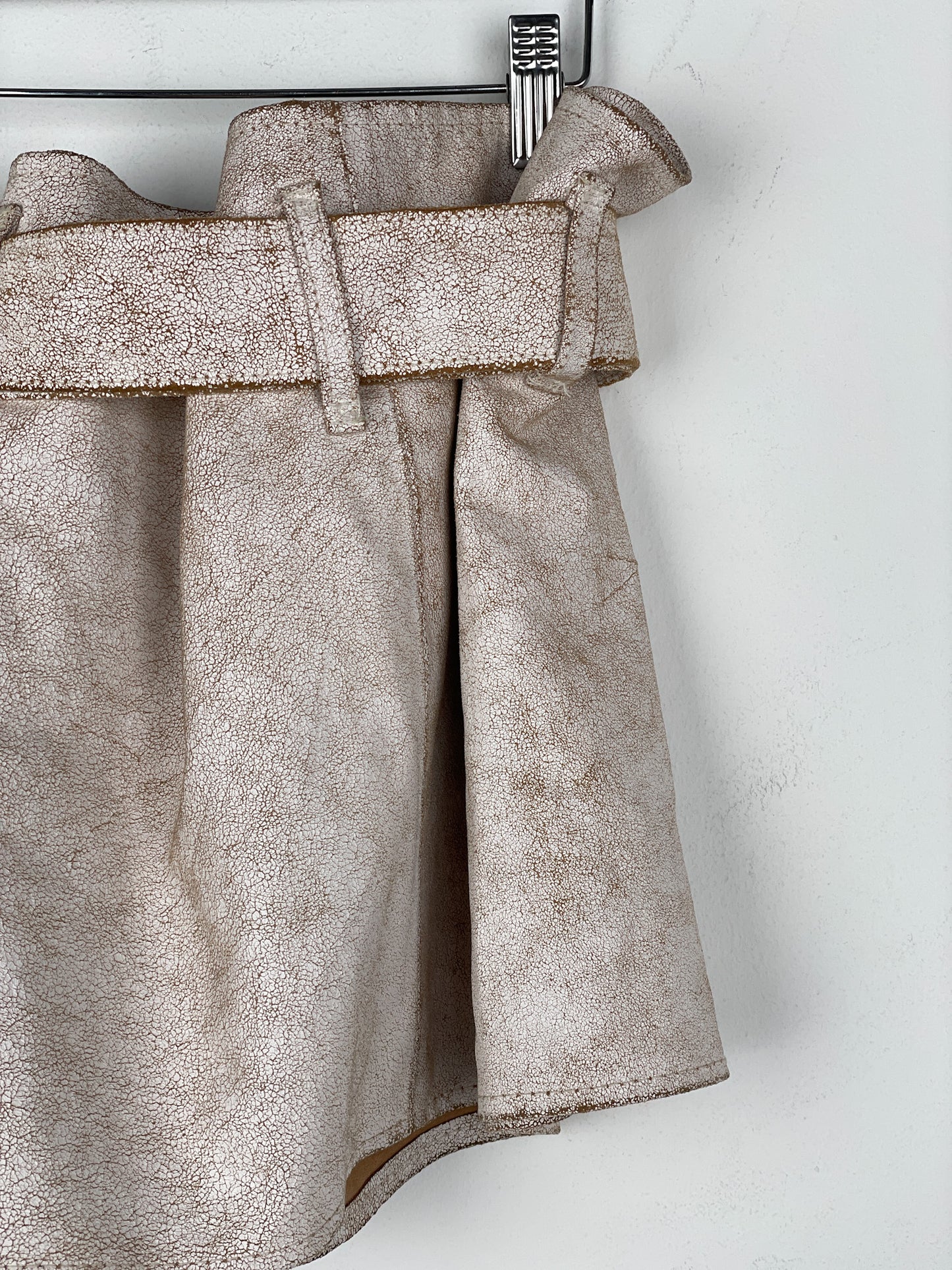 Ann Demeulemeester SS02 Cracked White Paint Leather Skirt