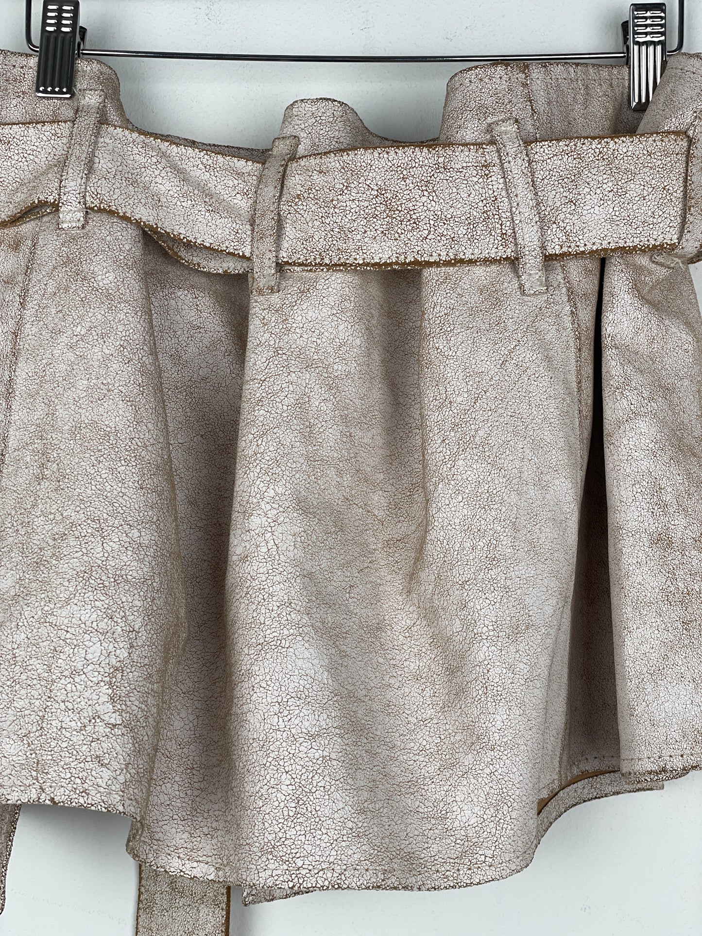 Ann Demeulemeester SS02 Cracked White Paint Leather Skirt