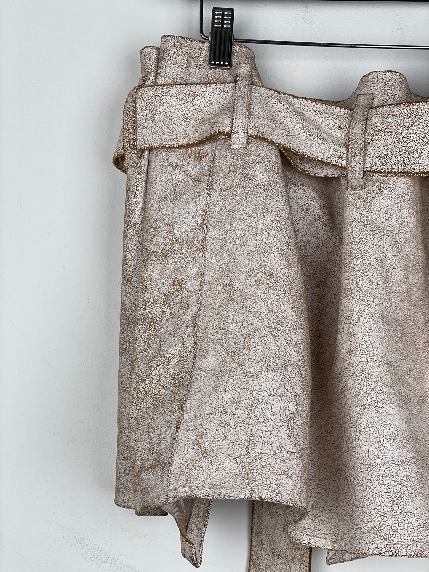 Ann Demeulemeester SS02 Cracked White Paint Leather Skirt