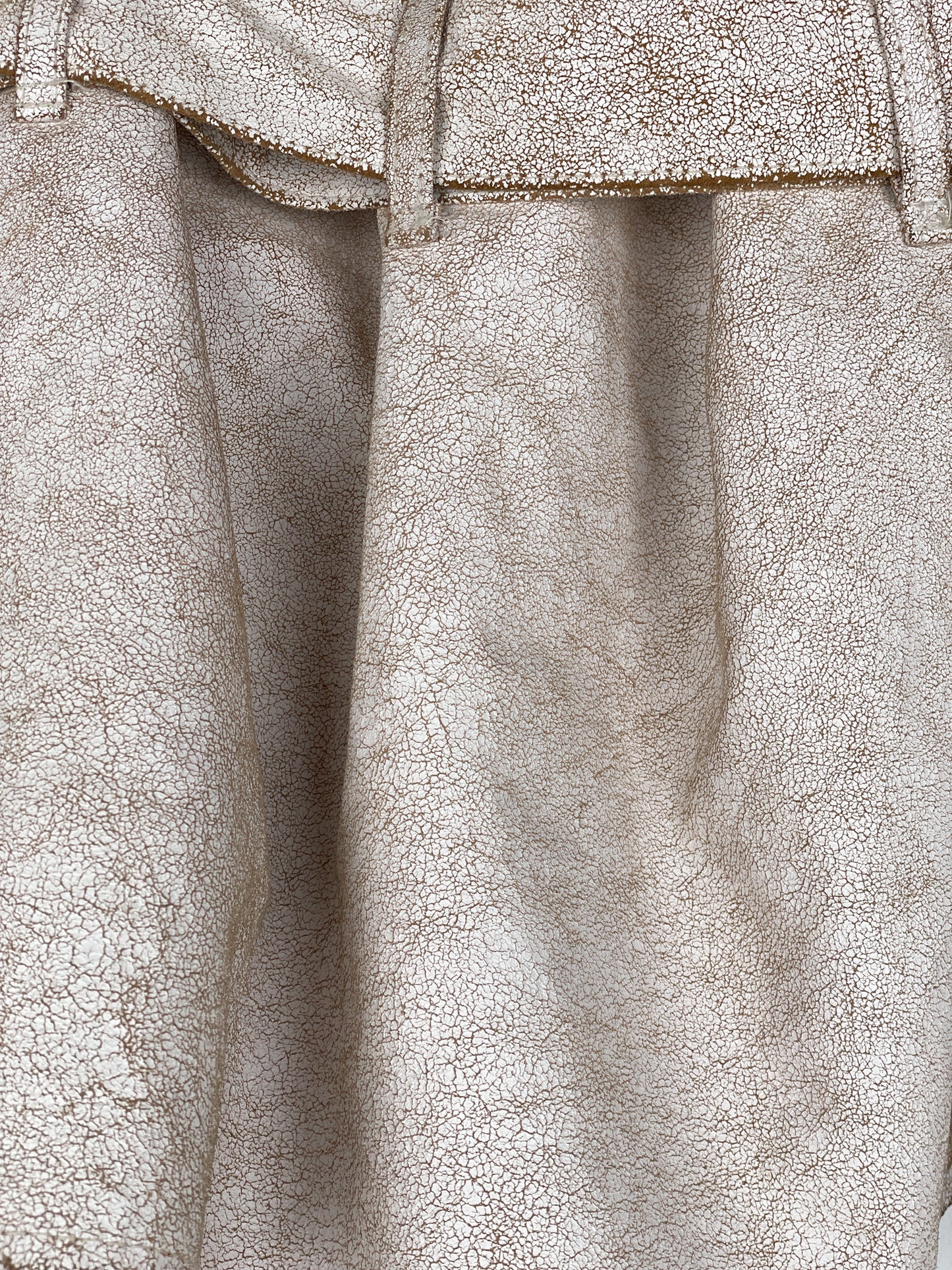 Ann Demeulemeester SS02 Cracked White Paint Leather Skirt
