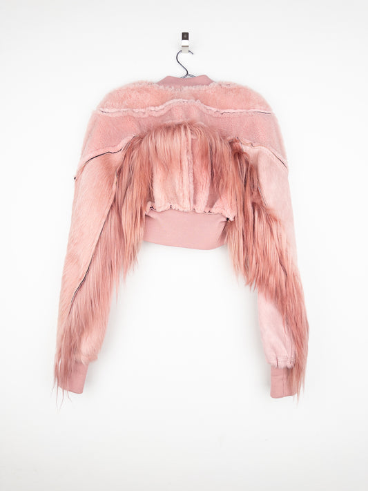Rick Owens AW22 'Strobe' Cropped Collage Pony Hair Fur Bomber Jacket