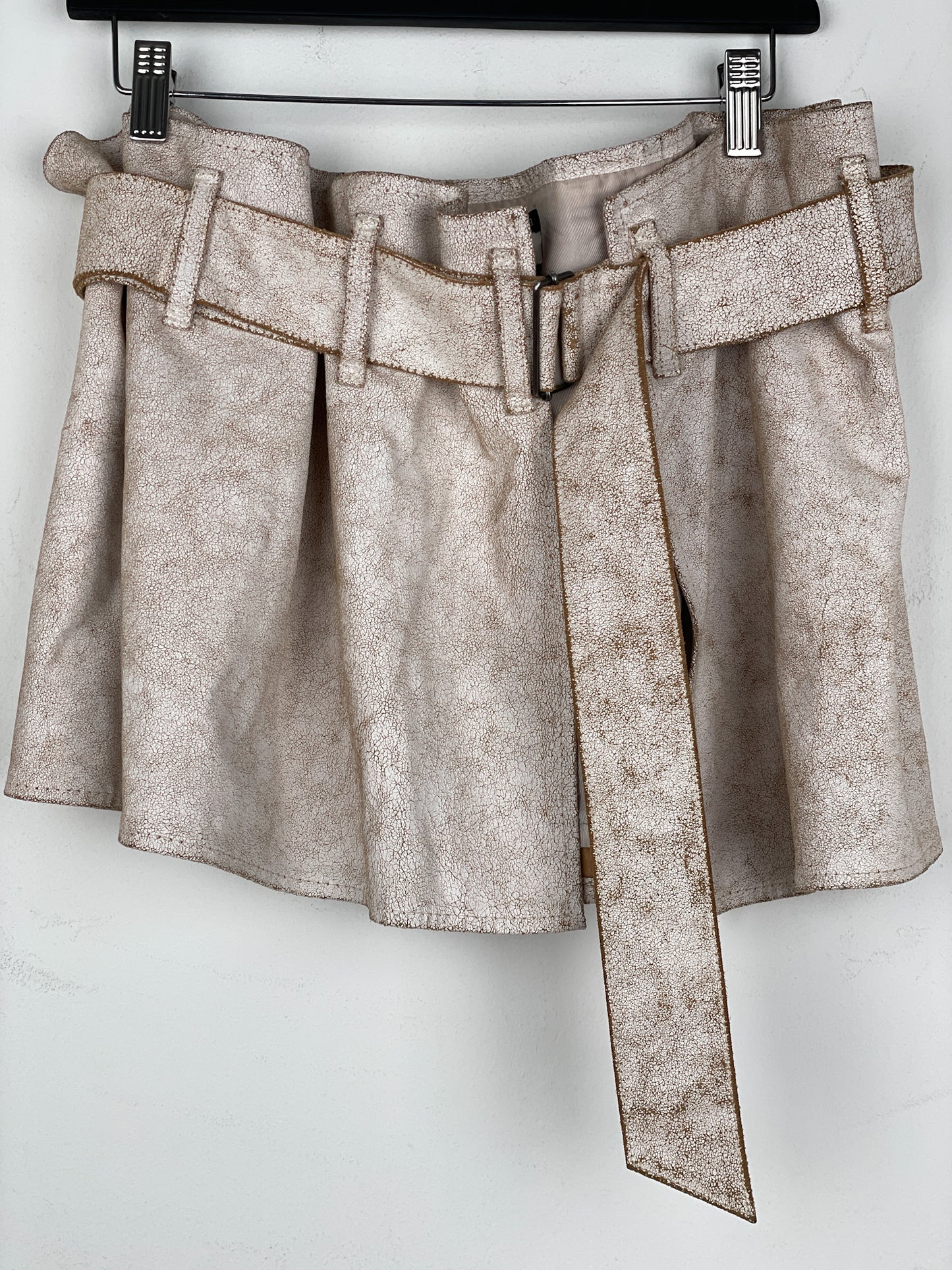 Ann Demeulemeester SS02 Cracked White Paint Leather Skirt
