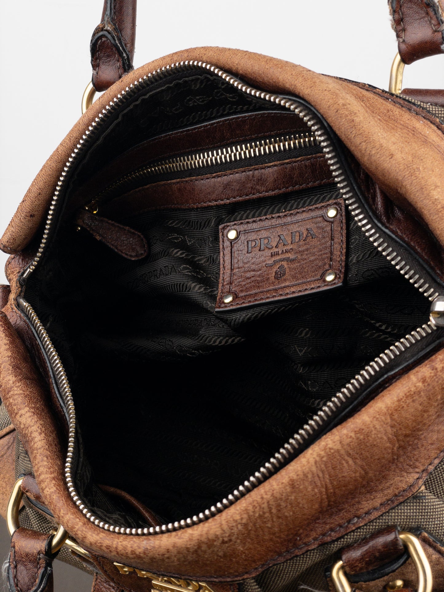 Prada 2000s Jacquard Canvas Handbag