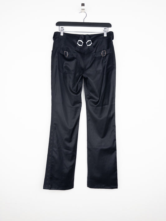 Dior by Galliano SS03 Coated Bootcut Bondage Biker Pants