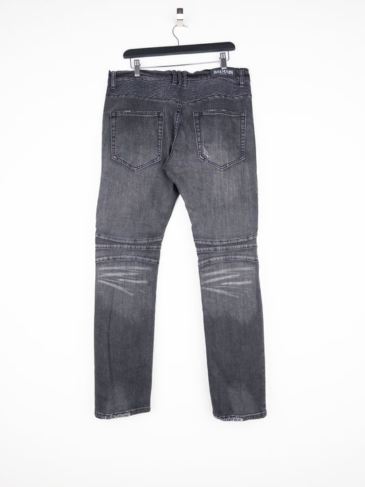 Balmain Distressed Biker Denim Jeans