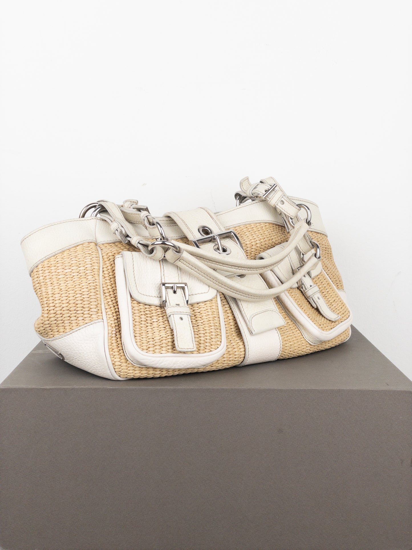 Prada 2000s Wicker Cargo Handbag