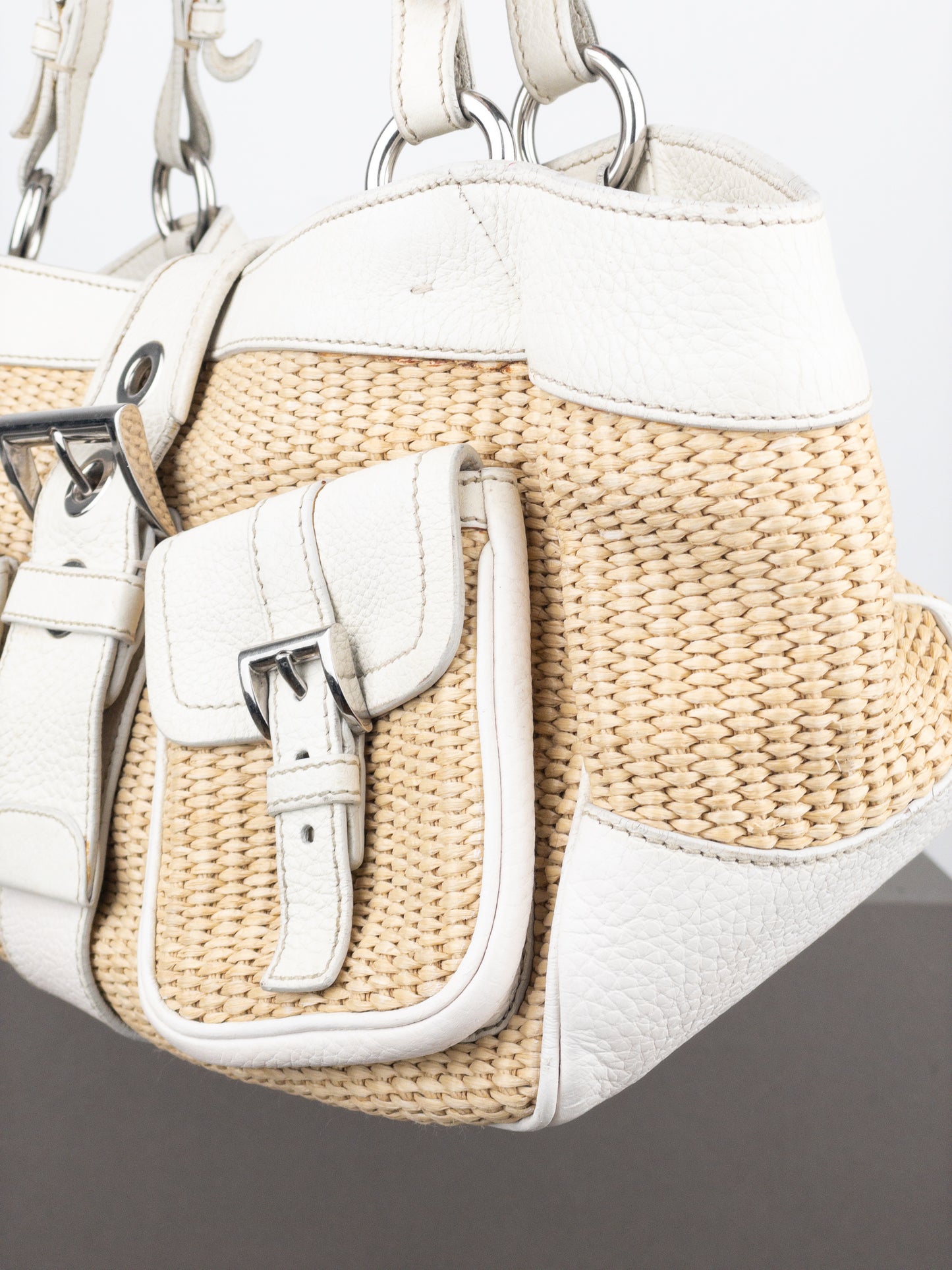 Prada 2000s Wicker Cargo Handbag