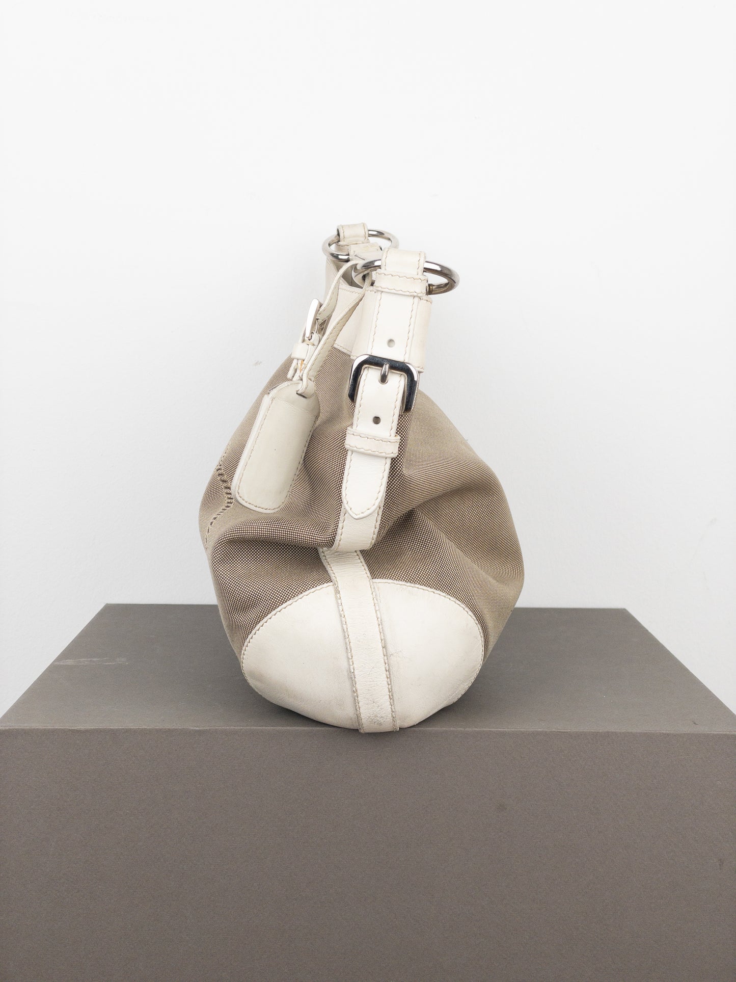 Prada 2000s Jacquard Canvas Hobo Shoulder Bag