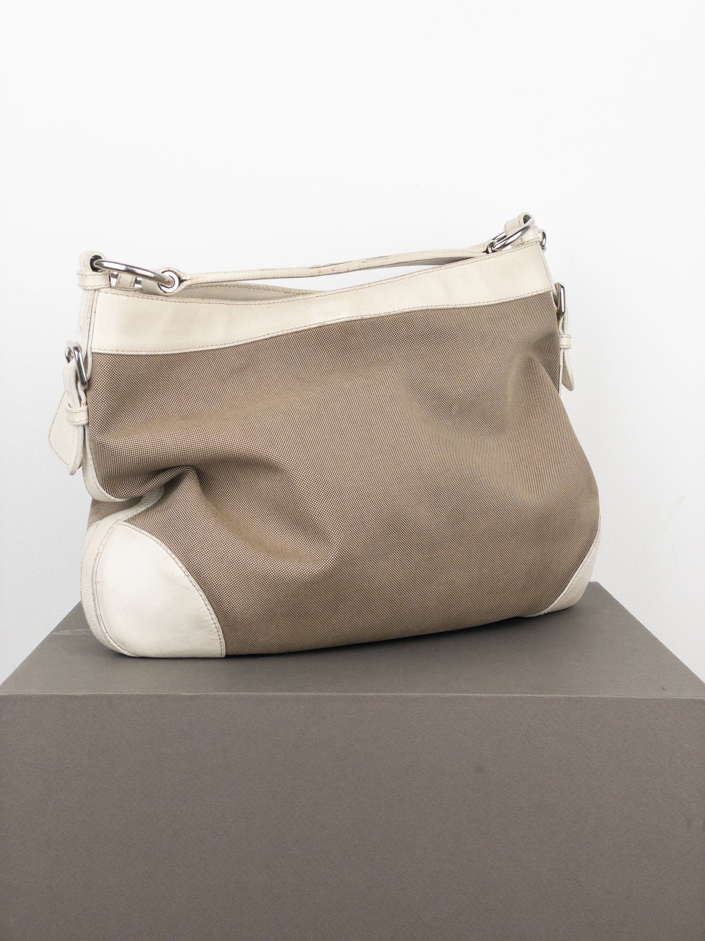 Prada 2000s Jacquard Canvas Hobo Shoulder Bag