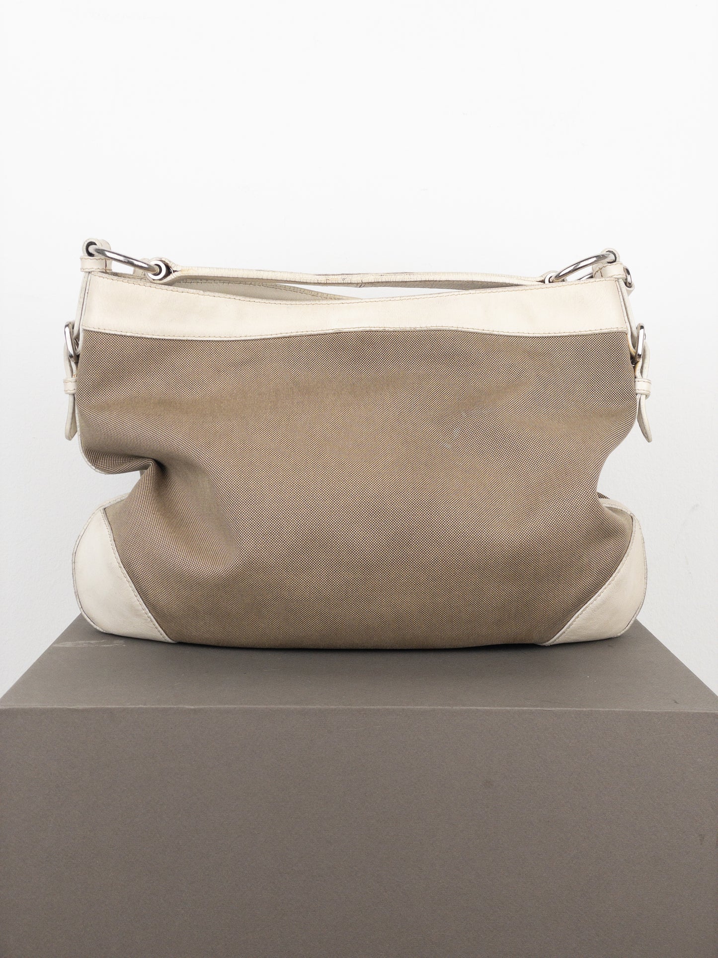 Prada 2000s Jacquard Canvas Hobo Shoulder Bag