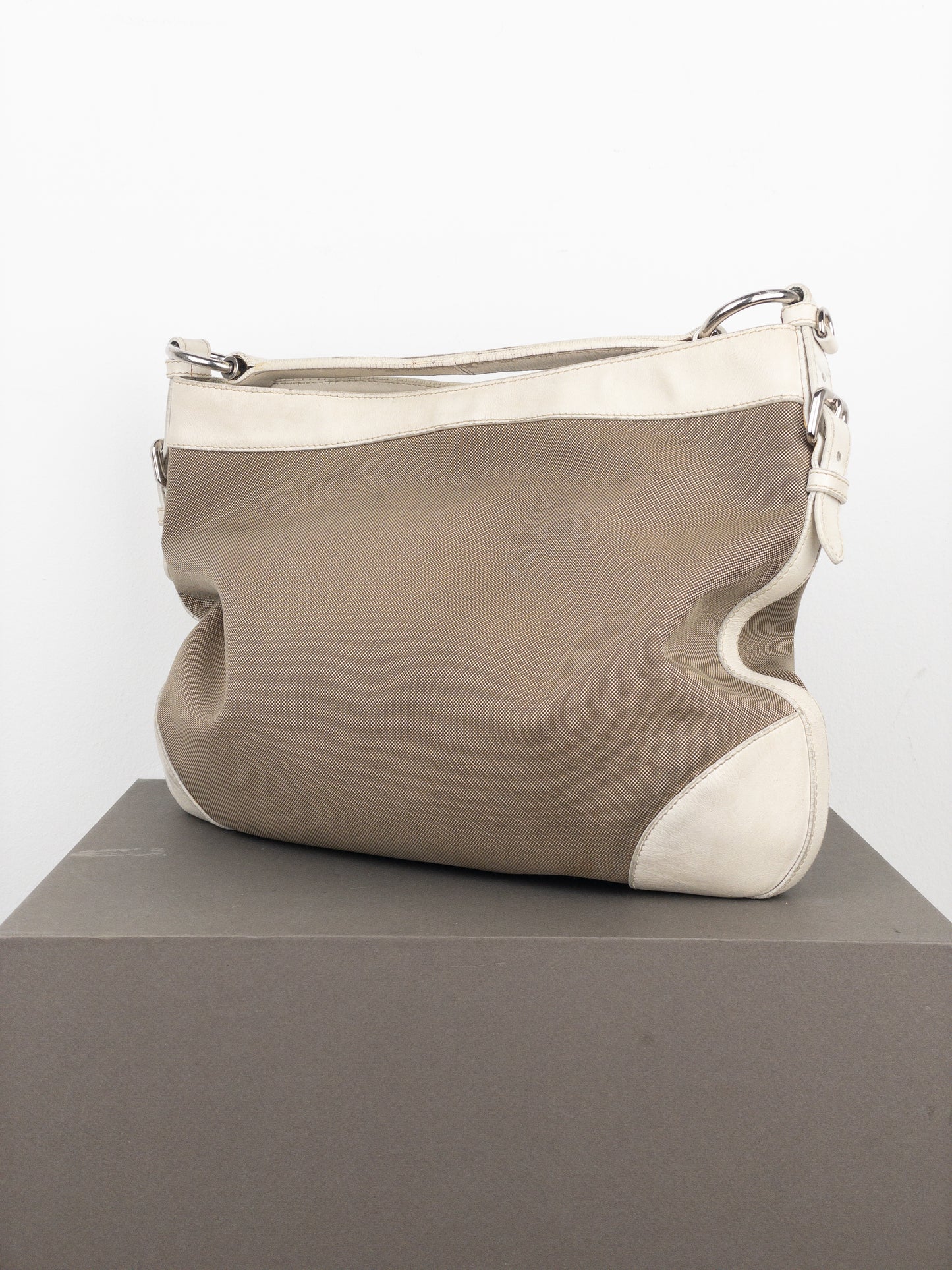 Prada 2000s Jacquard Canvas Hobo Shoulder Bag
