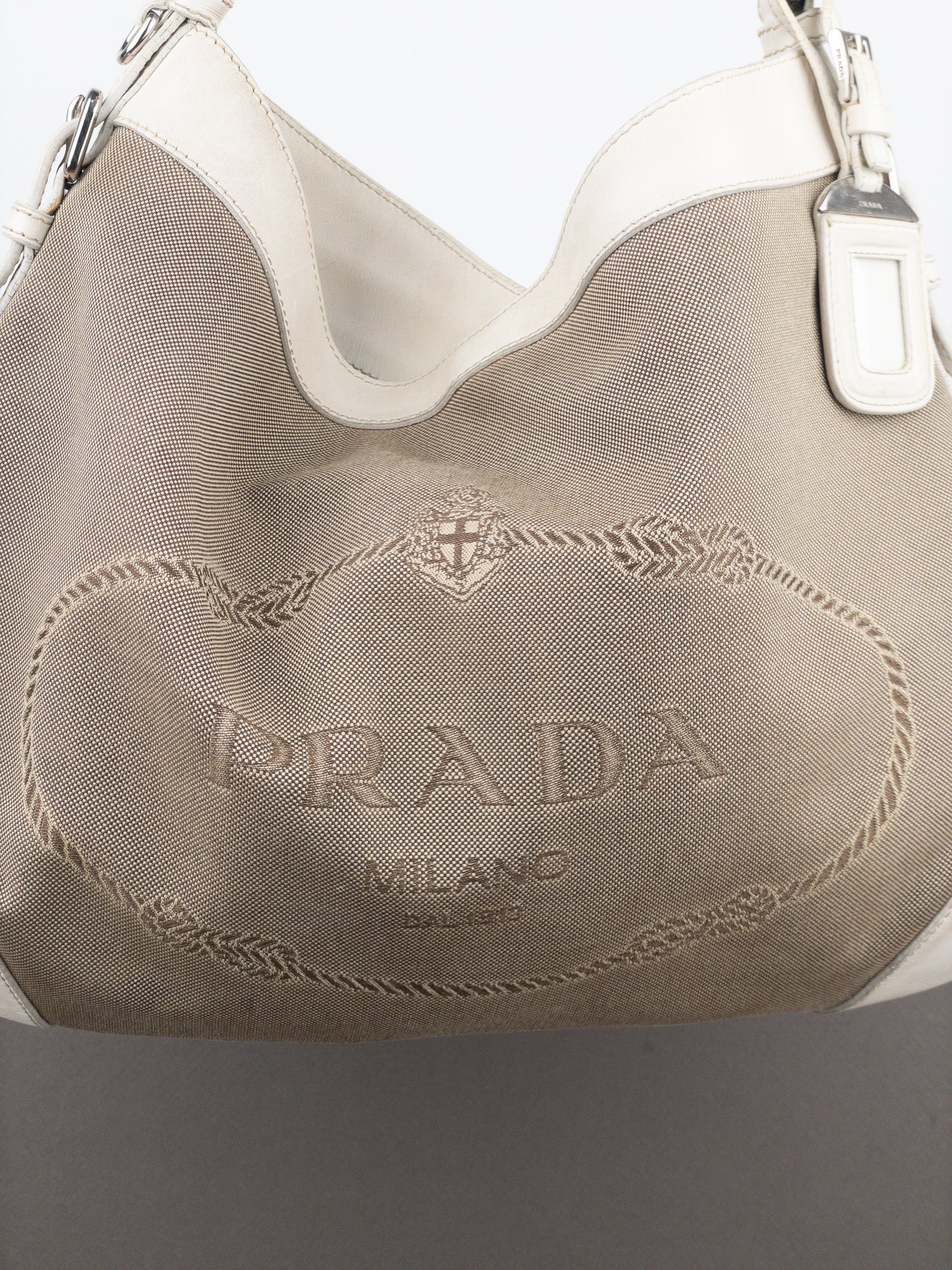 Prada 2000s Jacquard Canvas Hobo Shoulder Bag