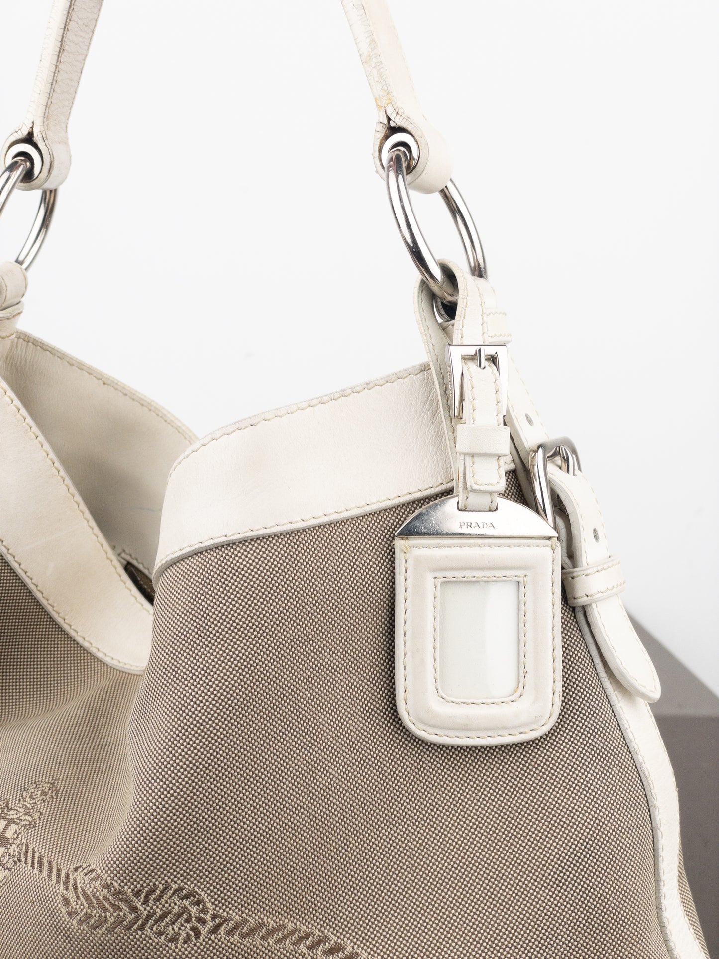 Prada 2000s Jacquard Canvas Hobo Shoulder Bag
