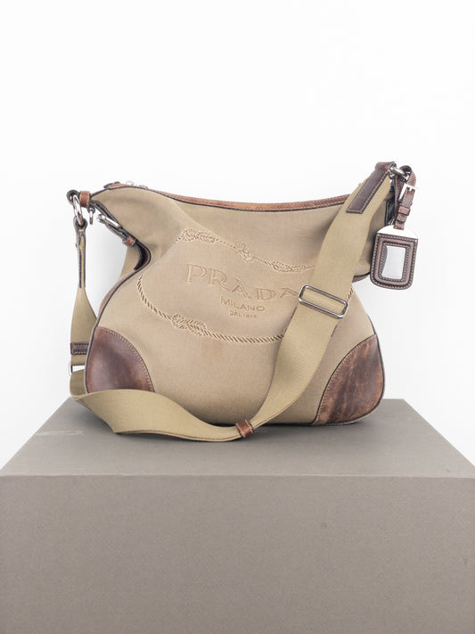 Prada 2000s Jacquard Canvas Crossbody Bag