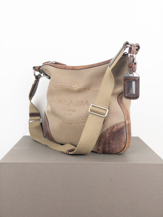 Prada 2000s Jacquard Canvas Crossbody Bag