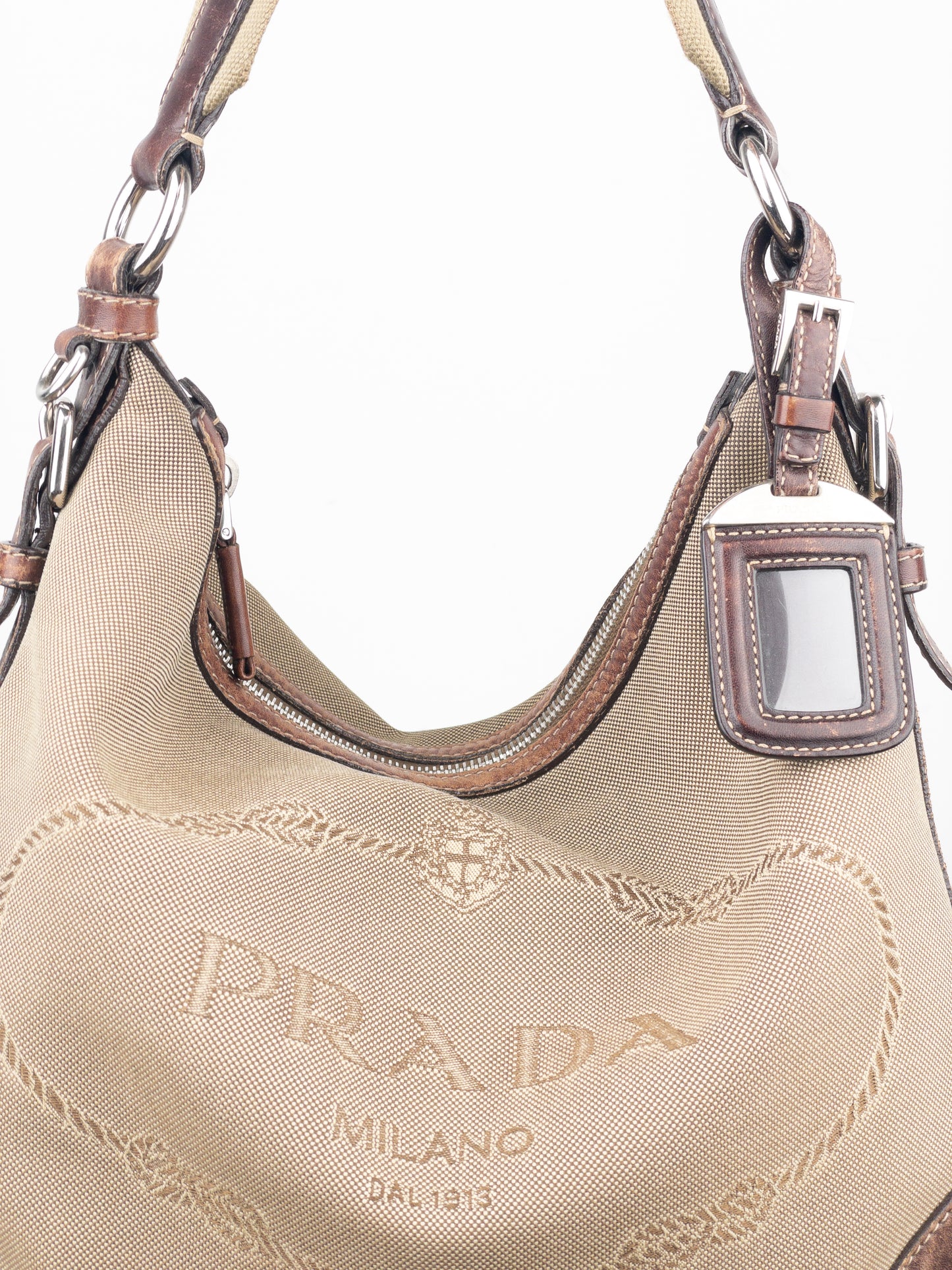 Prada 2000s Jacquard Canvas Crossbody Bag