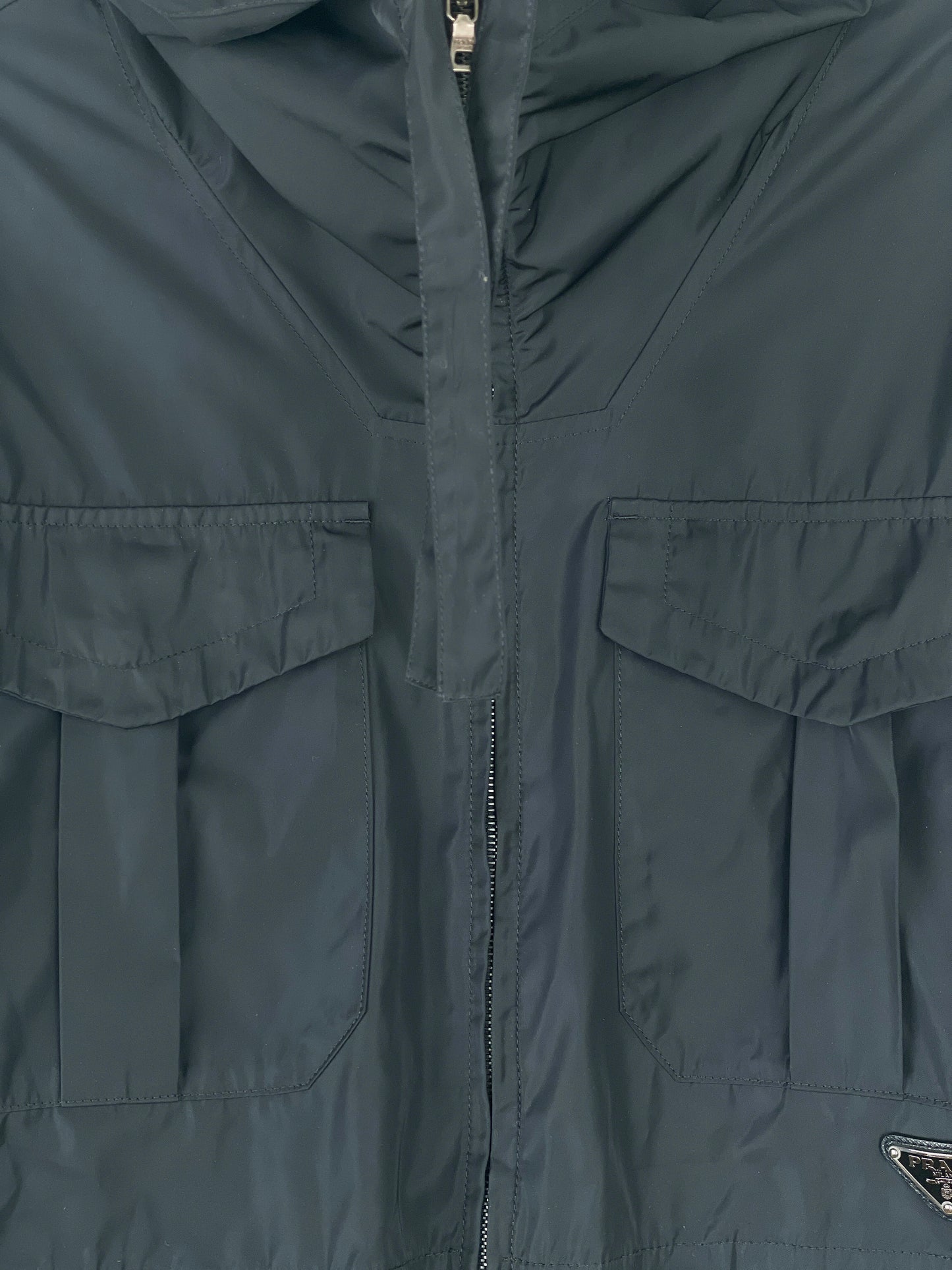 Prada Cropped Logo-Emblem Parka Jacket