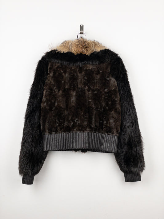 Yves Saint Laurent Rive Gauche by Tom Ford 2000s Fur Leather Bomber Jacket