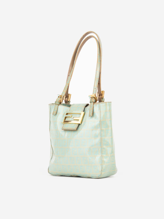 Fendi 2000s Patent Zucchino Monogram Bucket Handbag