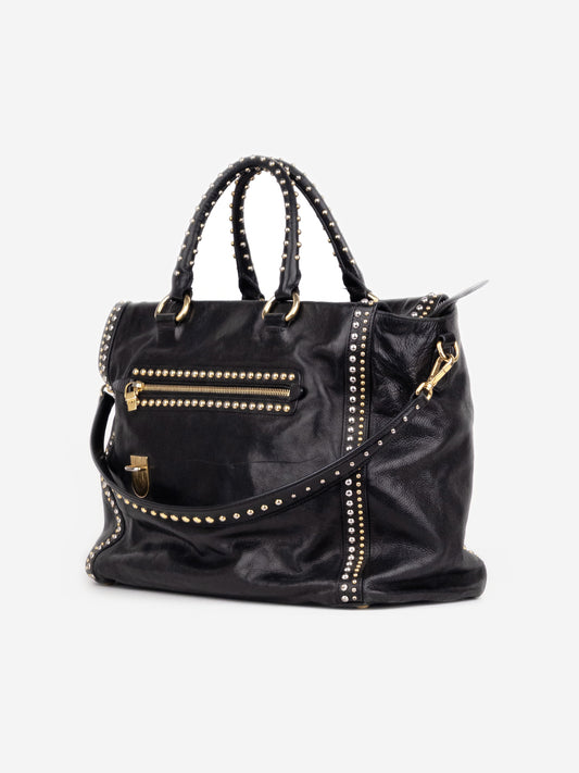 Prada 2000s Studded Leather Shopper Tote Handbag – photo 2