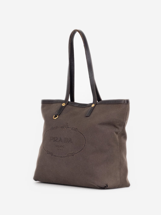 Prada 2000s Jacquard Canvas Shopper Tote Handbag – photo 2