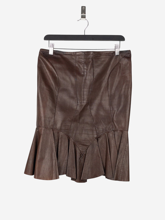 Yves Saint Laurent Rive Gauche by Tom Ford SS03 ‘Anatomic’ Leather Ruffle Mermaid Skirt