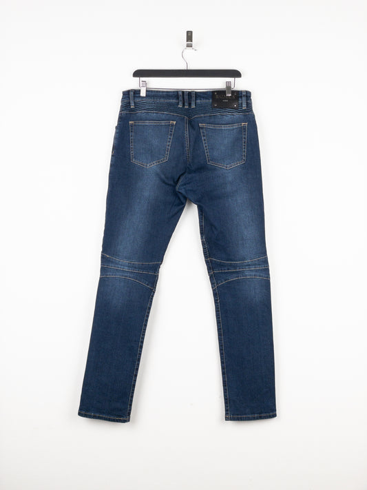 Balmain Dark Wash Biker Denim Jeans