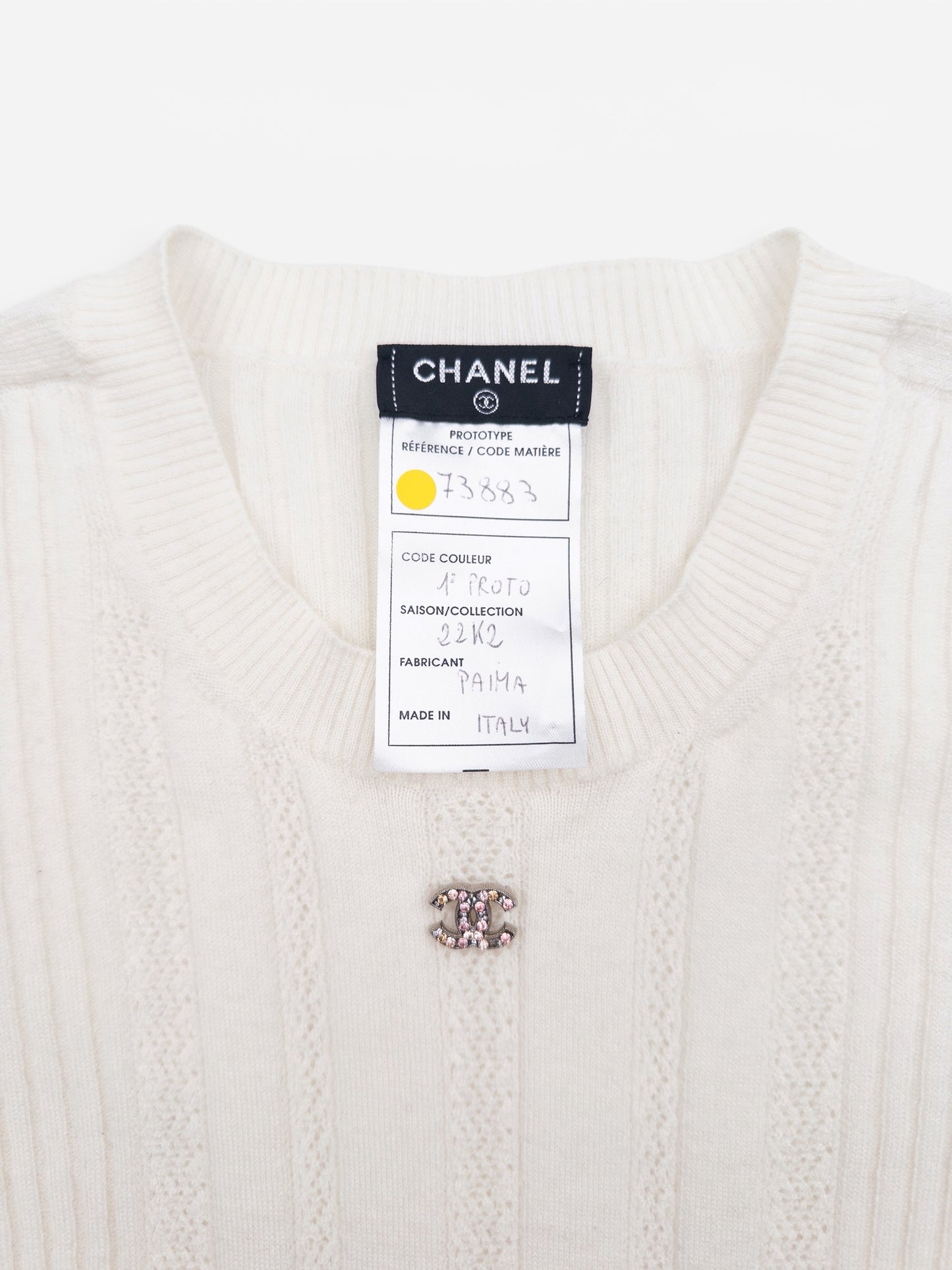 Chanel SS22 Prototype Crystal CC Bodycon Ribbed Knit Mini Dress