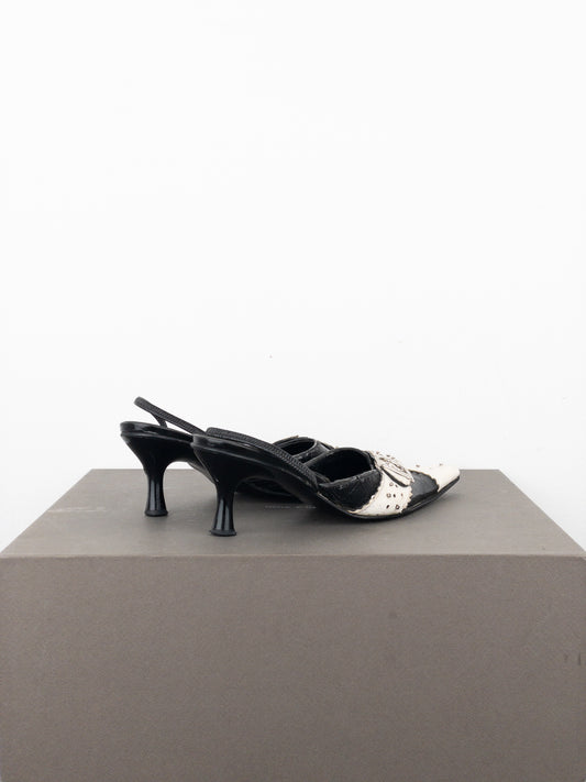 Dior by Galliano SS04 ‘D Trick’ Crocodile Slingback Mule Kitten Heels