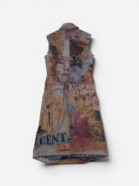 Roberto Cavalli 2000s Napoleon Print Denim Maxi Dress – photo 2