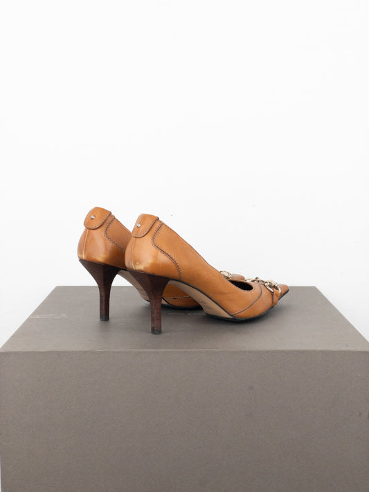 Gucci by Tom Ford AW03 Square-Toe Horsebit Pump Heels