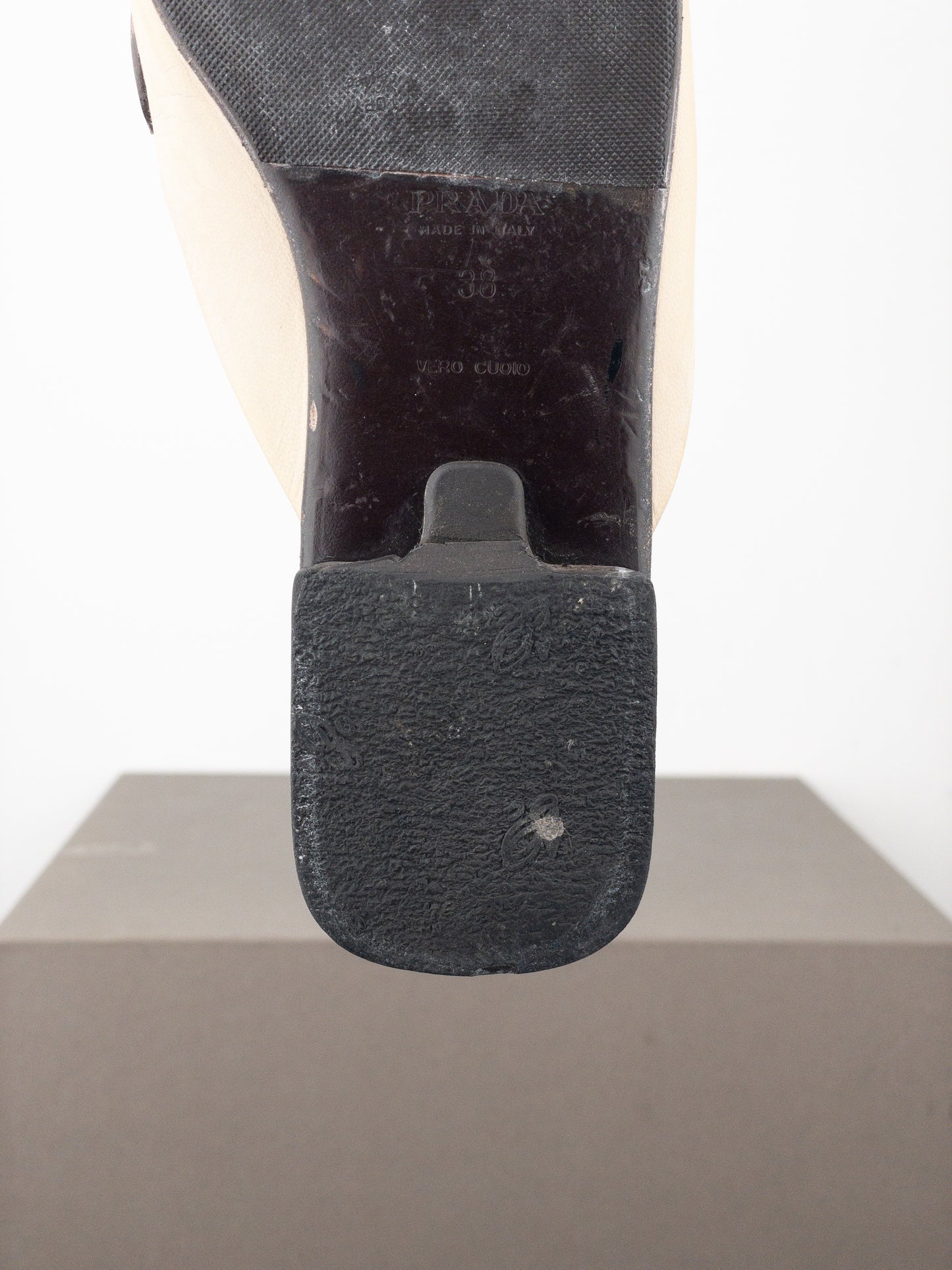 Prada SS00 Square Toe Metal Heart Mules